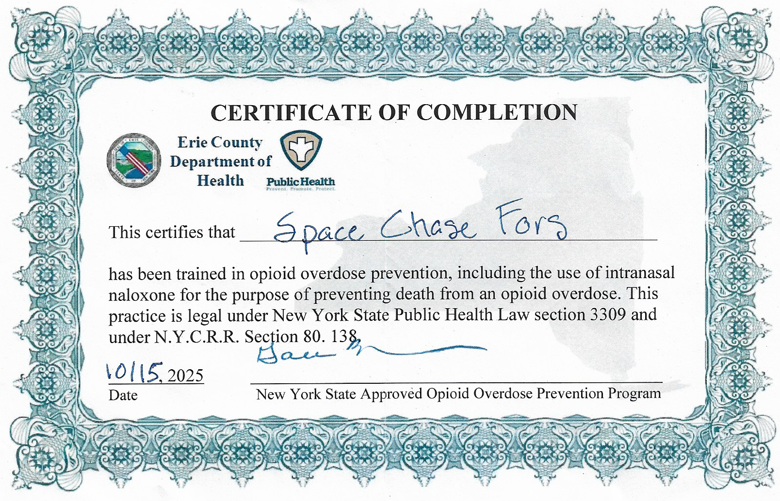 Narcan Certification